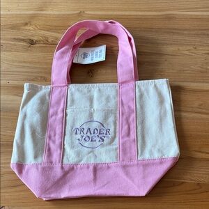 Pink and Cream Canvas Tote Bag